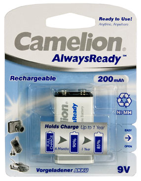 Camelion oplaadbare 9 volt batterij Always ready Camelion oplaadbare 9 volt batterij Always ready